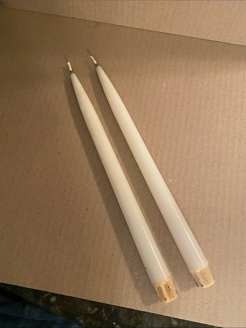 Vintage MCM White Taper Acrylic Lucite Candles - Set of 2